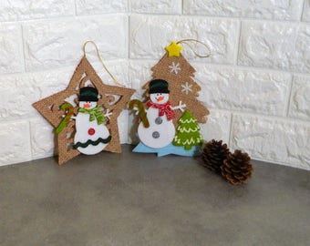 Christmas ornaments, Christmas decorations, Christmas decor, felt ornaments, tree ornaments, felt snowmen, snowman ornament, Xmas decoration