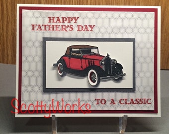 Happy Father's Day card with antique car B11-2