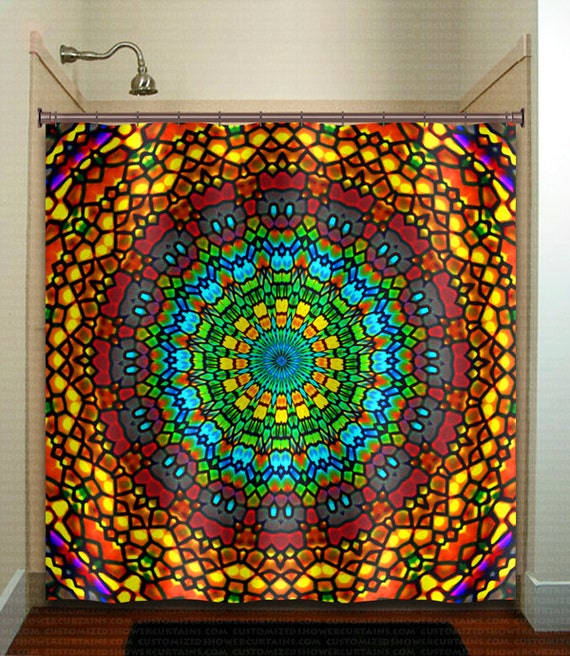 Church Ceiling Stained Glass Bohemian Mandala Shower Curtain