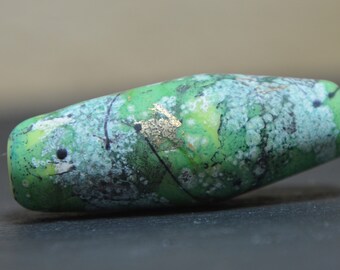 Unique Green Handmade Lampwork Glass Focal Bead - SRA