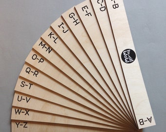 A-Z Vinyl Record Dividers - 13 Piece Set - High Quality Birch Plywood - Laser Cut