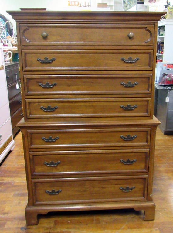 Walnut Highboy Dresser Davis Cabinet Co. Chest on Chest