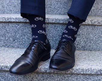 Bicycle mens socks, bike socks, cool socks, unique socks, colorful socks, funny mens socks, mens wedding socks, gift for him, boyfriend gift