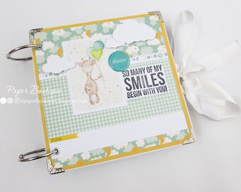 Baby Boy Memory Book,Baby Boy Scrapbook Album,Baby Memory Book, Baby Boy Journal, Keepsake Baby Album, Green Keepsake Photo Album