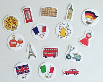 Travel Planner Stickers, Europe Landmark Stickers, Filofax Stickers, Diary Stickers, Scrapbooking Stickers, Kawaii Stickers, Craft Stickers