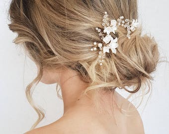 BRIAR-ROSE | pearl bridal hair pins, delicate bridal headpieces, wedding hair pins, floral hair pins