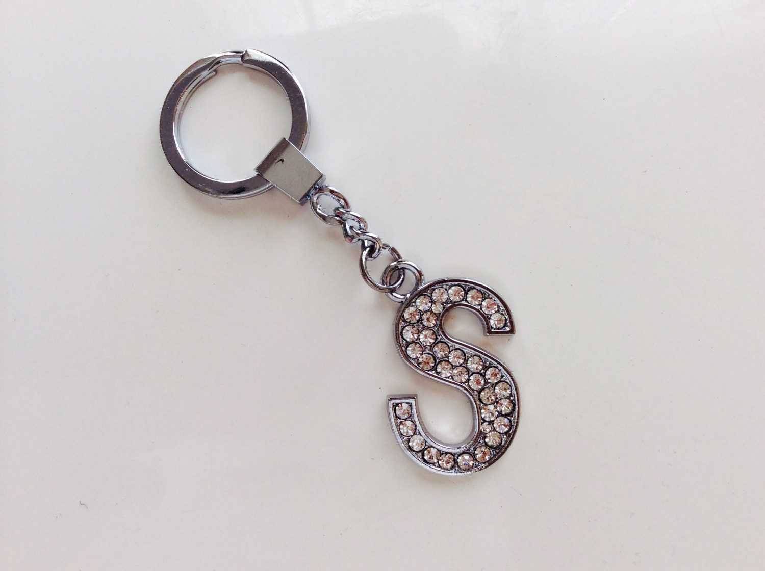 Initial Alphabet Letter Name S Keychain Keyring Bling Crystal