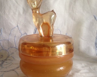 Amber glass deer trinket box