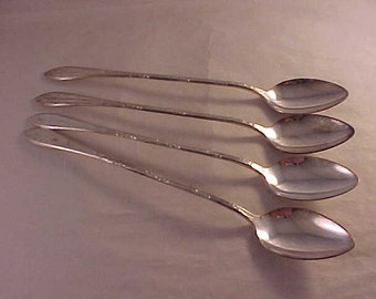 4 New England Silver Plate Dessert Spoons