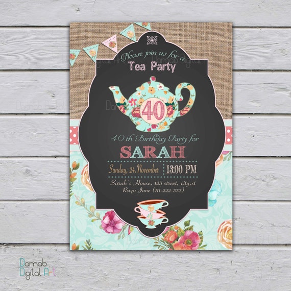 Items similar to Adult Tea Party Invitation, High Tea Party invitation