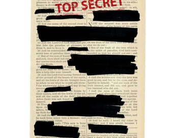 Redacted - Artisan Inkjet print upcycled from a Bible