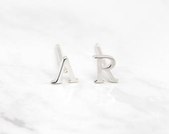 Sterling Silver Initial Studs • Initial Earrings • Dainty Letter Studs • Initial Stud Earrings • Minimalist Studs • Personalised Studs