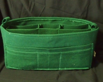 Purse Organizer Insert 16"l x 8"h x 5.5"d ...12 Pockets.. LV purse insert Protector bottom shaper... Green Felt insert