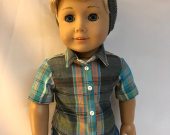 Plaid button down shirt for 18 inch boy dolls 18 inch boy doll clothes