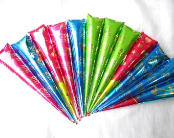 Natural Henna cones from India with 100% pure henna mehendi powder. Henna cones for temporary tattoos.