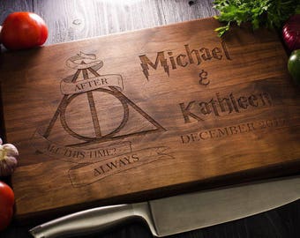 Harry Potter ALWAYS, Personalized Cutting Board ,monogram cutting board, Family Established sign,Custom cutting boards Wedding Gift harry01