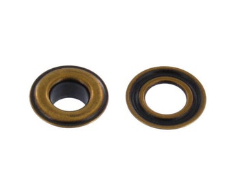Grommet, 1/4" Eyelet (#0), Antique Brass, Solid Brass-LL (100 per bag)