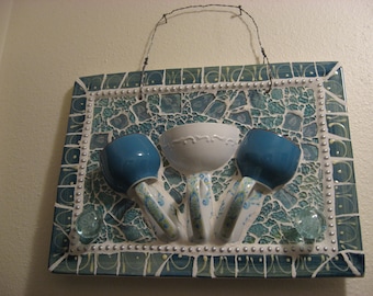 Pique Assiette Hanging Jewelry/Accessory Caddy Broken Plate Mosaic Art