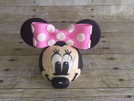 Fondant Minnie Mouse with Face Inspired Cake Topper