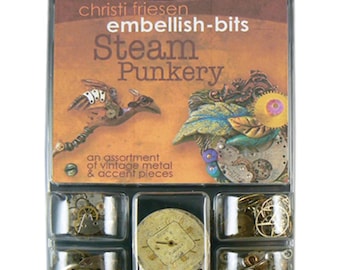 Steam punk micro assortment of vintage metal, watch parts, pieces, and accents by Christi Friesen Steam punkery