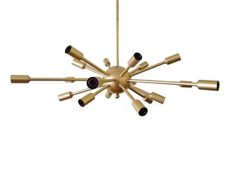 Atomic 18 Arm Sputnik Starburst Ceiling Light Brass Modern Mid Century
