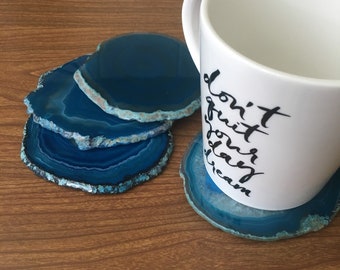 CORK BACKED Agate Coasters, Blue Agate Coasters, Natural Agate, Coasters Agate, Stone Coaster,