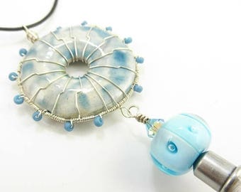 Wire Wrapped Ceramic Lampwork Tassel Necklace - Prima Donna Beads