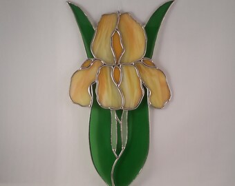 Yellow and Orange Iris Stained Glass Suncatcher - Forever Flower - Flower Suncatcher - Mothers Day Gift