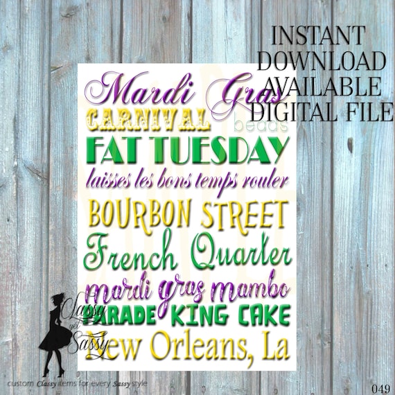 Mardi Gras Sign, Mardi Gras poster, instant download 049