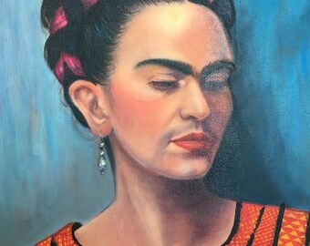Frida Kahlo | Original art | Oil painting | Mexican artist | Portrait | Mexican Folk Art | Frida Kahlo wall art