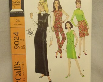 Vintage Mid Century McCall's Pattern 9024 Misses Dress Size 16 Factory Fold