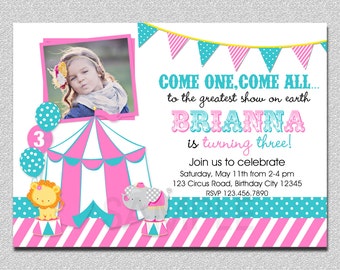 Circus Birthday Invitation 1st Birthday Circus Party