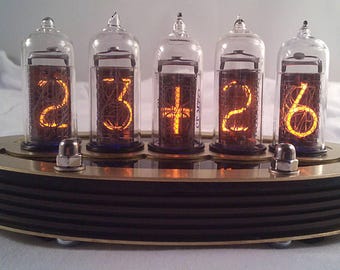 5-tube IN14 Nixie clock (Assembled and ready to use, with brass top)