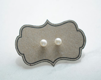 Small Pearl Studs, 5mm pearl earrings with gold filled posts/backs