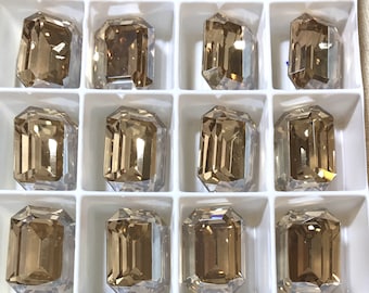 1 ~ 4610 Golden Shadow 18 x 13 mm Swarovski Crystal Fancy Stone ~ 18/13 Foiled Emerald Cut 18mm x 13mm