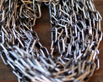 21" Sterling Silver Oxidized Drawn Cable Chain 6 x 2.5