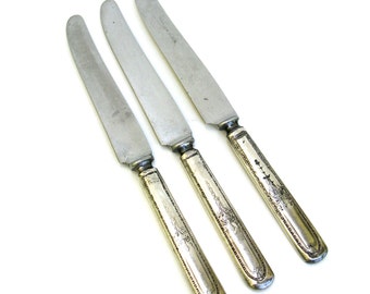 3 vintage silver butter knives ... shabby chic knife