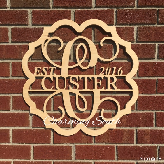Unfinished Established Wooden Last Name Monogram Wedding
