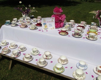 60 Vintage Tea Cups and Saucers for Tea Party, Wedding, Baby Shower, Bridal Shower, Teacups and Saucers