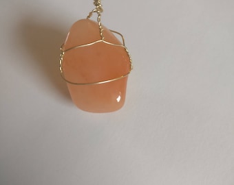 Wire-Wrapped Tangerine Quartz Necklace