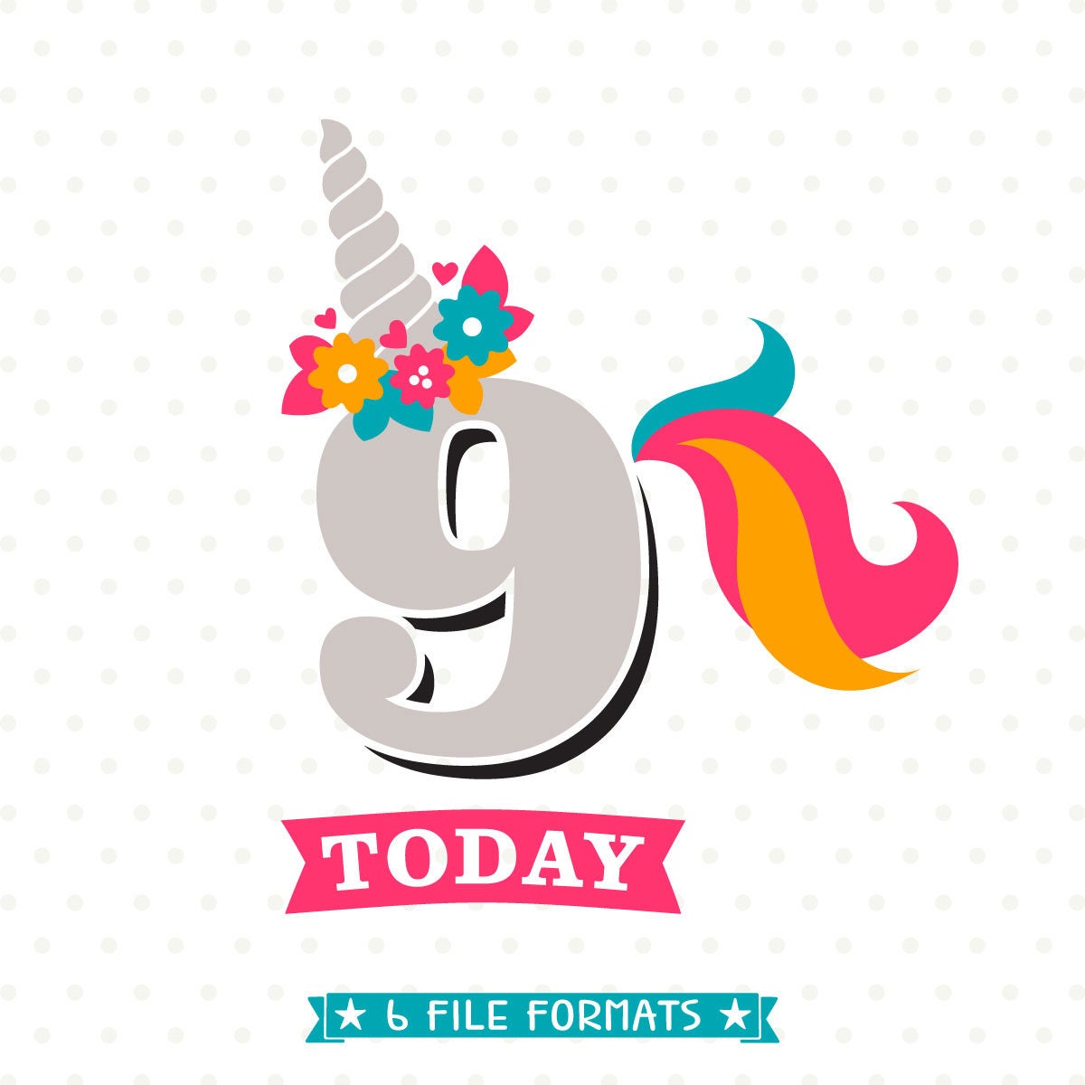 Download 9th Birthday SVG Unicorn Birthday iron on file 9th Birthday