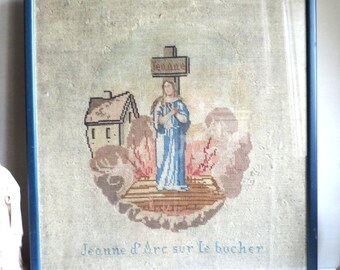 French Antique Jeanne D'Arc Tapestry/Antique Jeanne Of Arc Tapestry/Framed Jeanne D'Arc Tapestry/Antique Jeanne Of Arc Wall Decor