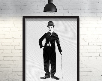 Charlie Chaplin Printable Poster || Engraved Effect || 80x100cm || 100x100cm || 130x100cm || High Resolution PDF & JPG Files