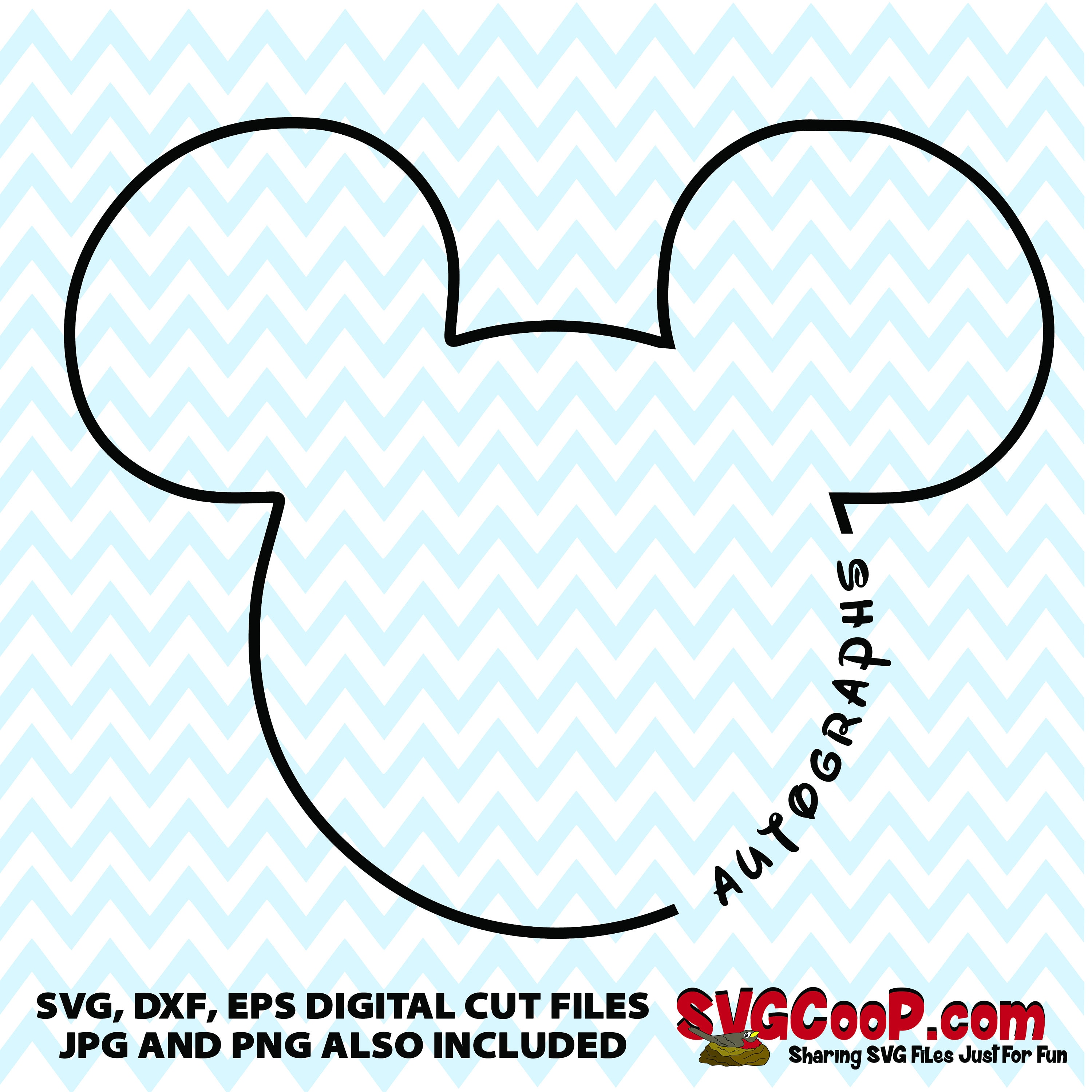 Download Mickey head with Autograph digital file: SVG dxf eps Disney