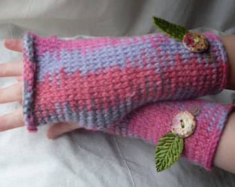 Knitted Wrist Warmers - Dusky