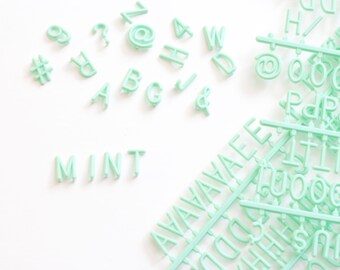 Mint Green 290 Character Helvetica Sprue Letter Set for Felt Letter Boards