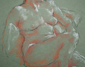 Pastel Trois Crayons/ Seated Nude/Susanna Short Pose 1