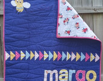 Modern Personalized Baby Girl Quilt