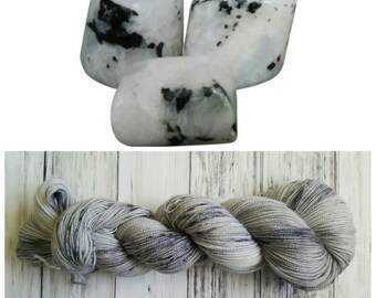Hand Dyed Yarn, Merino, Nylon, Stellina, Sparkle, Perfect for Special Socks, Shawls and Lightweight Accessories - Moonstone