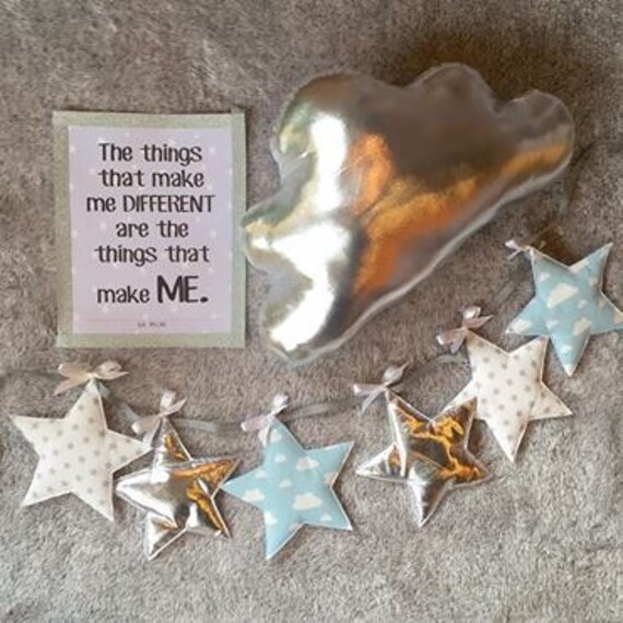 Blue star garland Baby boy nursery decor Baby room decor